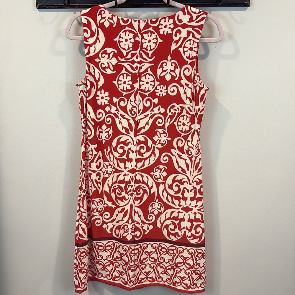 NWT Vince Camuto Easy Breezy Haute Red Ikat Stretch Knit Resortwear Mini Dress - Picture 6 of 8